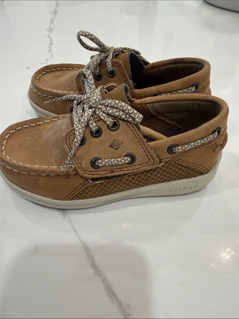 Sperry Kids Brown/Tan Leather Moccasin Boat Shoes